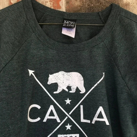 Modern Lux Green Graphic Cropped Bear Sweatshirt - Picture 8 of 8
